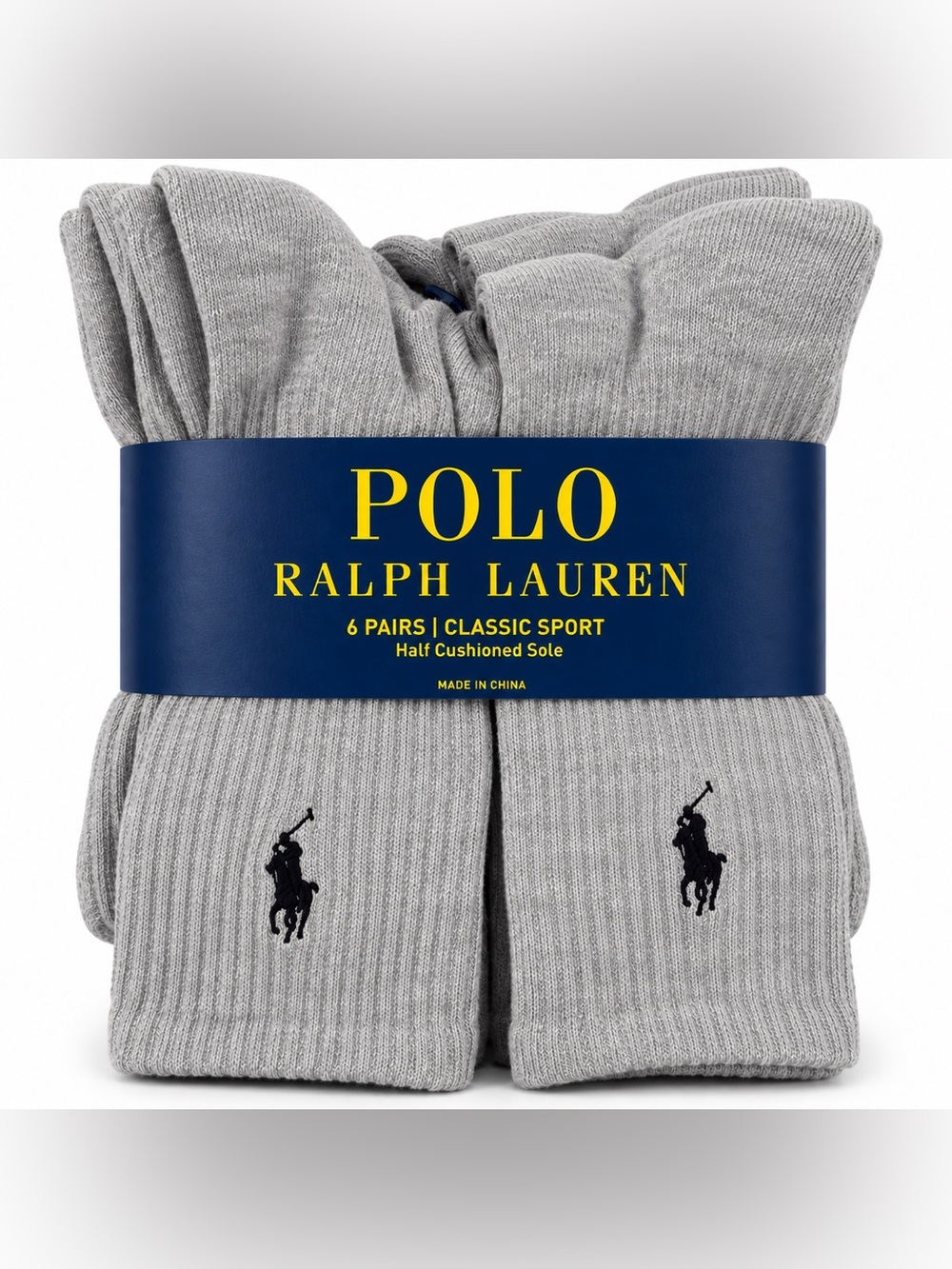 Polo Ralph Lauren Classic Sport Socks 6 Pack Gray Men’s 10-13 ZP821005PK6N